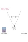 Set collar y caravanas mariposa Plateado