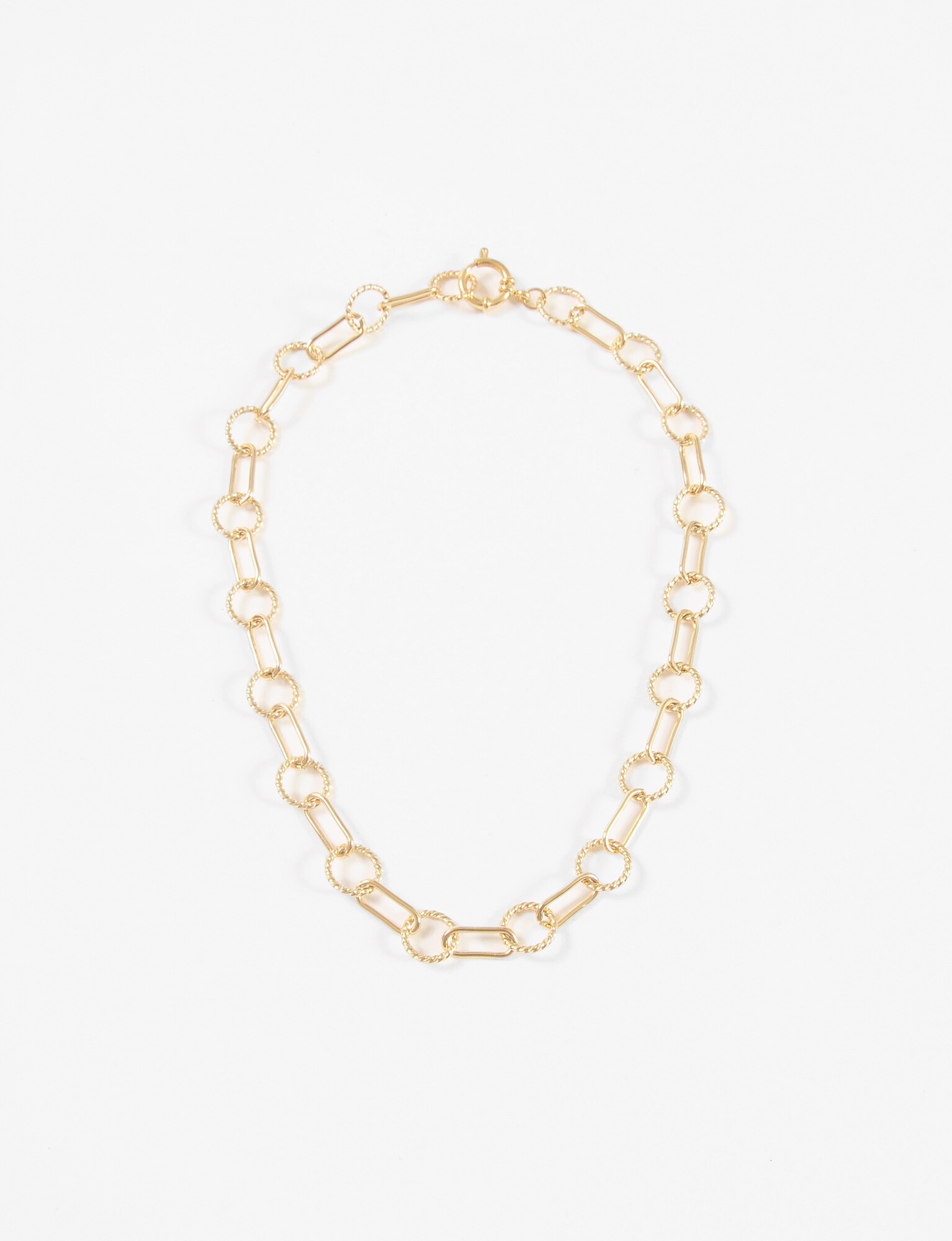 Collar cadena argollas acero dorado — Symphorine