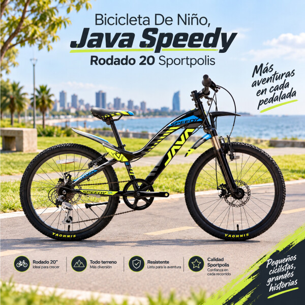 Bicicleta Para Niños Java Speedy 7v Rodado 20" BICICLETA NIÑOS JAVA SPEEDY R20 NEGRO