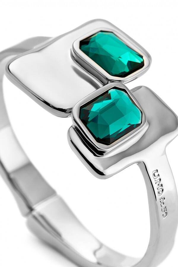 PULSERA RÍ­GIDA BAÑADA EN PLATA DE LEY CON CRISTALES VERDES Pulsera