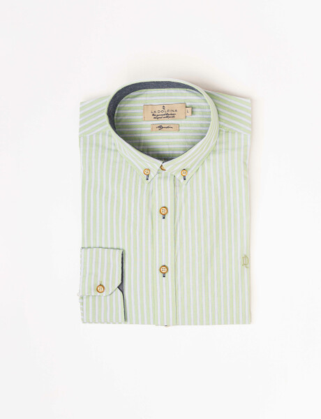 Camisa m/l cuadro-rayas verde