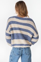 Cardigan Clover Crudo/Azul