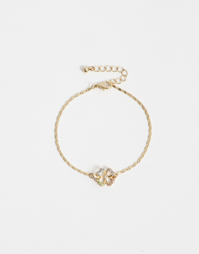 Pulseras Flexibles Bañada en Oro Pulsera Flexible Trébol Bañada En Oro - Dorado
