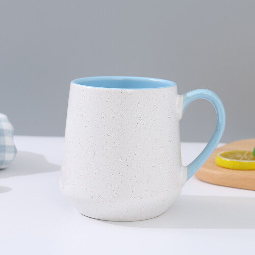 Taza De Gres Bicolor - Blanca Y Celeste Unica