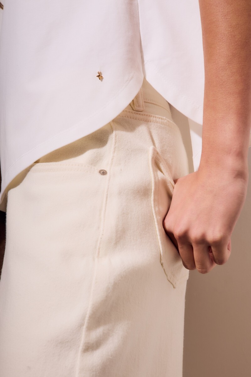 Remera Manga Corta Algodón Peinado Nacar