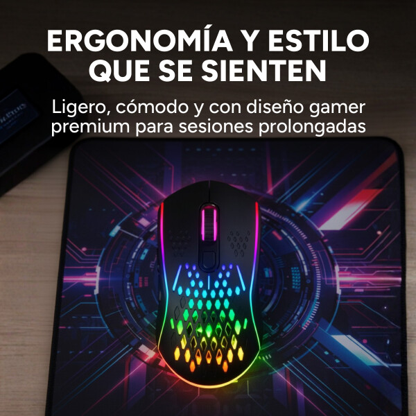 Mouse Gamer Inalambrico Xtrike Me 7 Boton 8000 Dpi Rgb Usb Color Negro