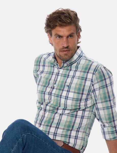 CAMISA A CUADROS Coral