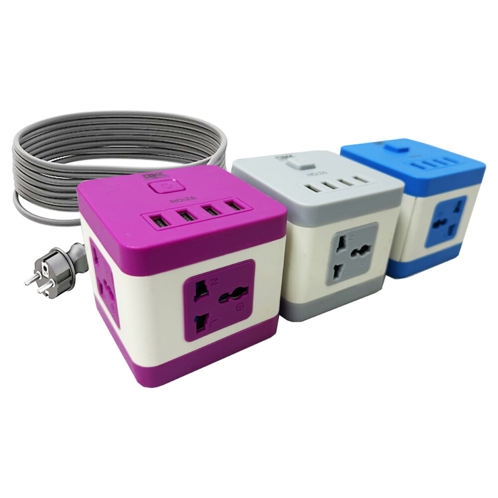 Alargue De Enchufes En Forma De Cubo Rosa