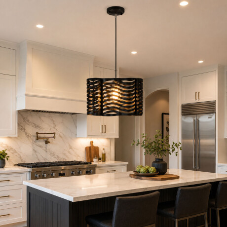 Lámpara Colgante Metal Y Cuerda E27 Diseño Moderno Deco Negro