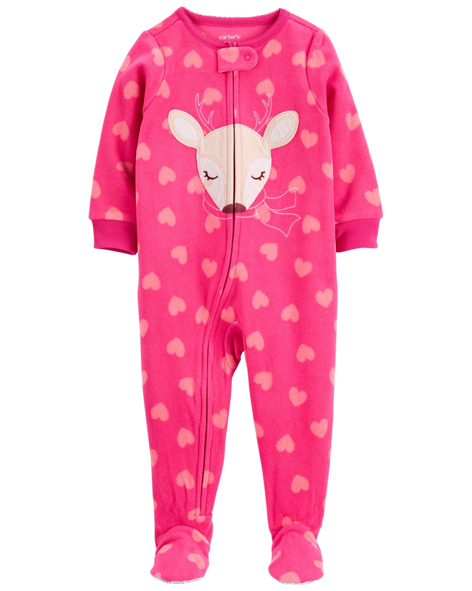 Pijama una pieza de micropolar con pie estampa venado 0