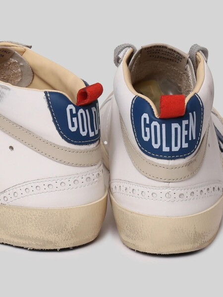 Golden Goose-Botines de cuero acordonados, Mid Star Blanco