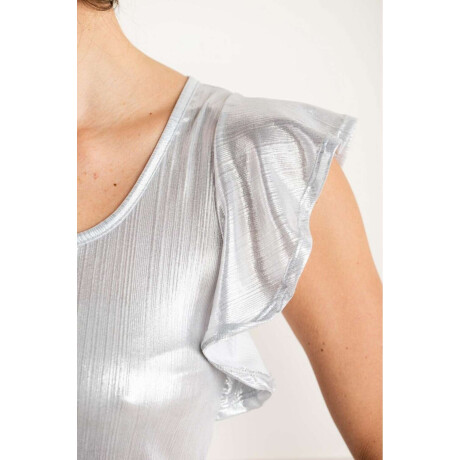 Remera Manga Volado Plata