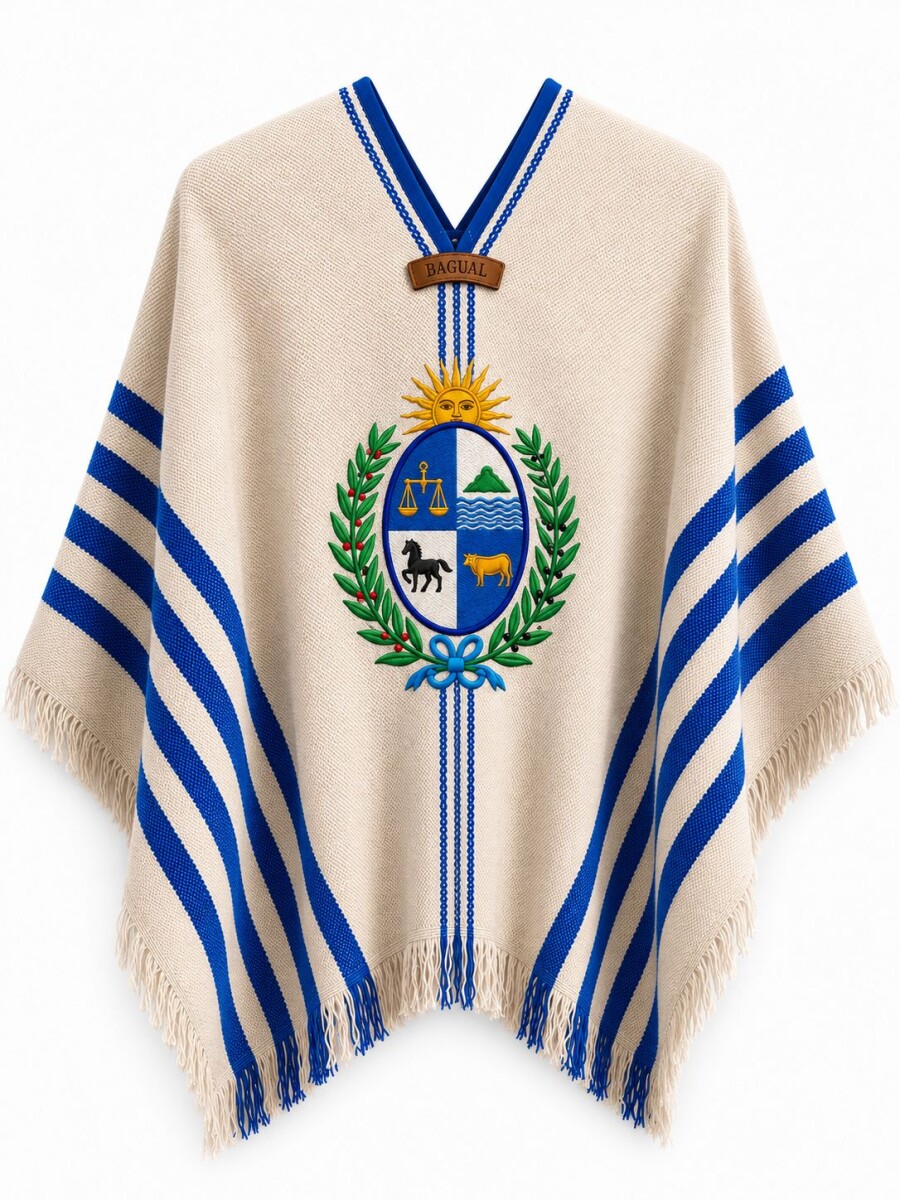 poncho niño patrio bordado - Escudo Nacional 