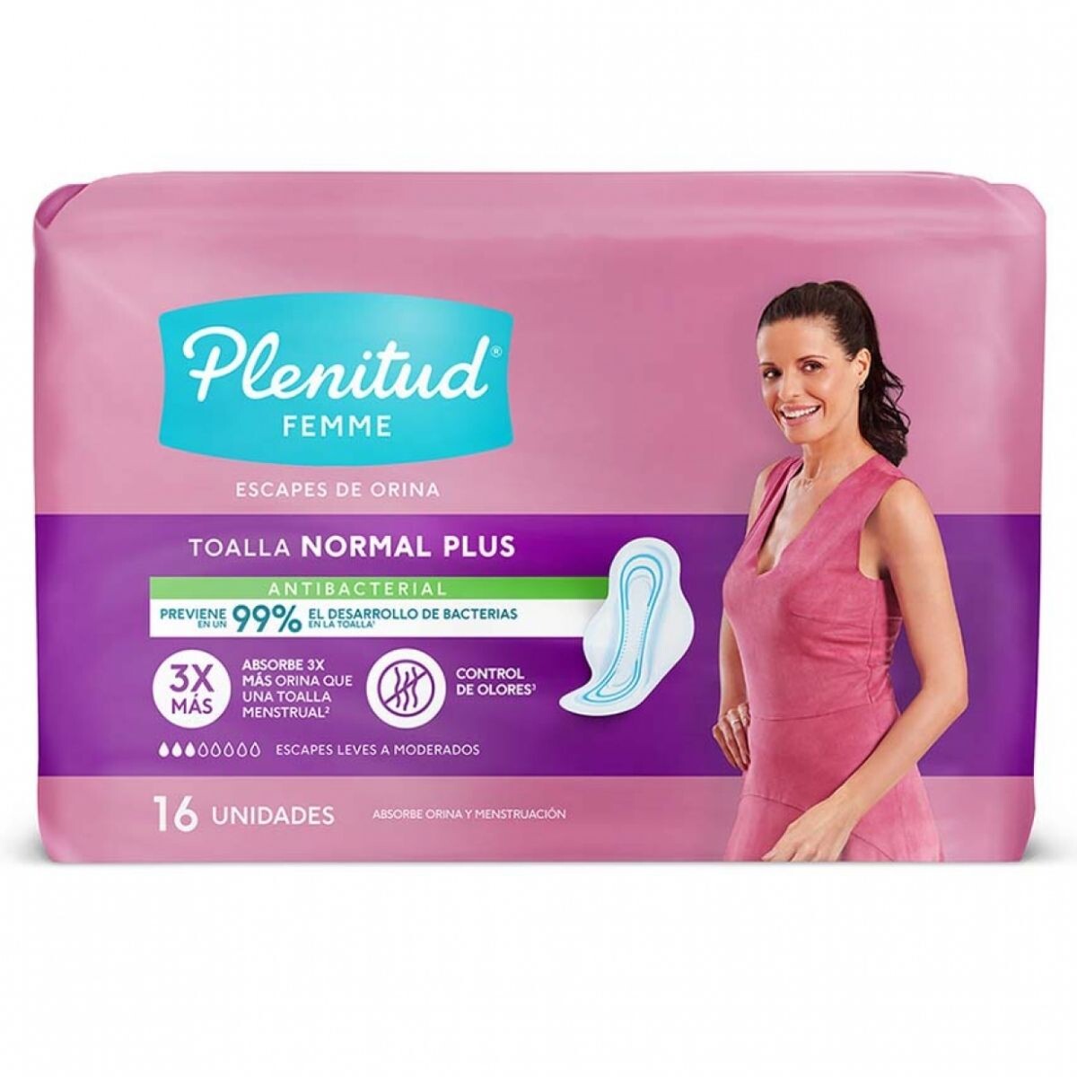 Toalla Femenina para Incontinencia Plenitud Femme Normal Plus Anti-bacterial X16 