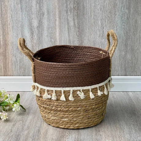 Canasto Cesto Yute Natural Marrón Amary Alto 25cm x Ø 25cm Canasto Cesto Yute Natural Marrón Amary Alto 25cm x Ø 25cm