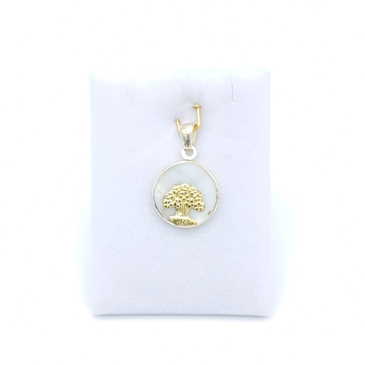 Medalla de plata 925, double en oro 18 ktes y nácar, ARBOL DE LA VIDA. 