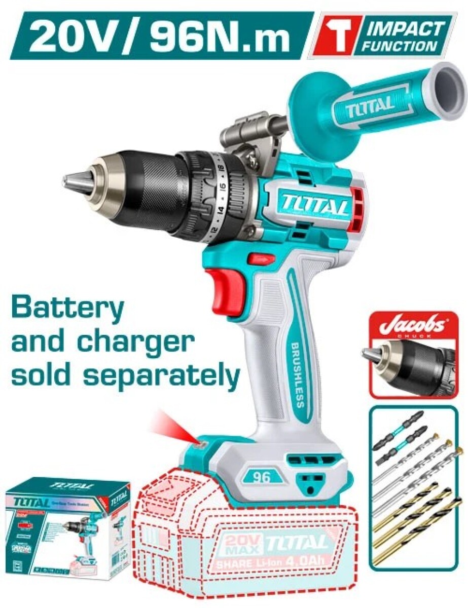 TALADRO ATORNILLADOR 20V 96NM TOTAL TIDLI209687 