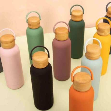 Botella con tapa de madera 750ml Gris