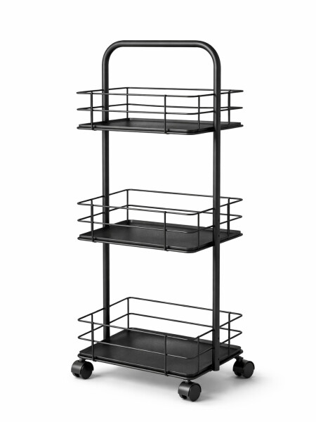 CARRO CON RUEDAS 3 NIVELES NEGRO