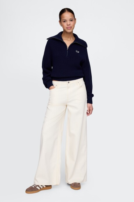 Buzo Medio Cierre Logo Gap Mujer Navy Uniform