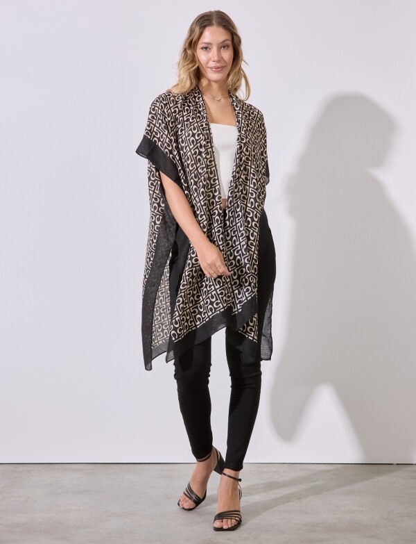 Kimono Printed NEGRO/BEIGE