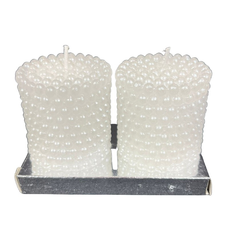 Set x2 Velones Blancos Perlas