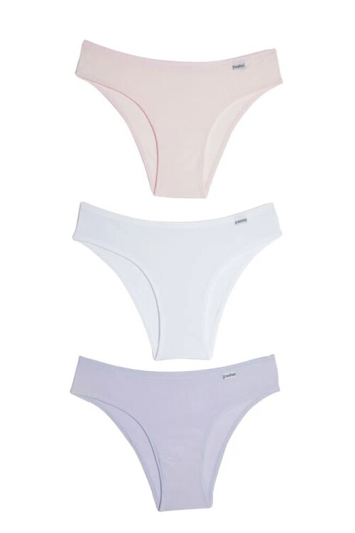 DEL RIO Pack trio bikini algodón Doce/bco/lila