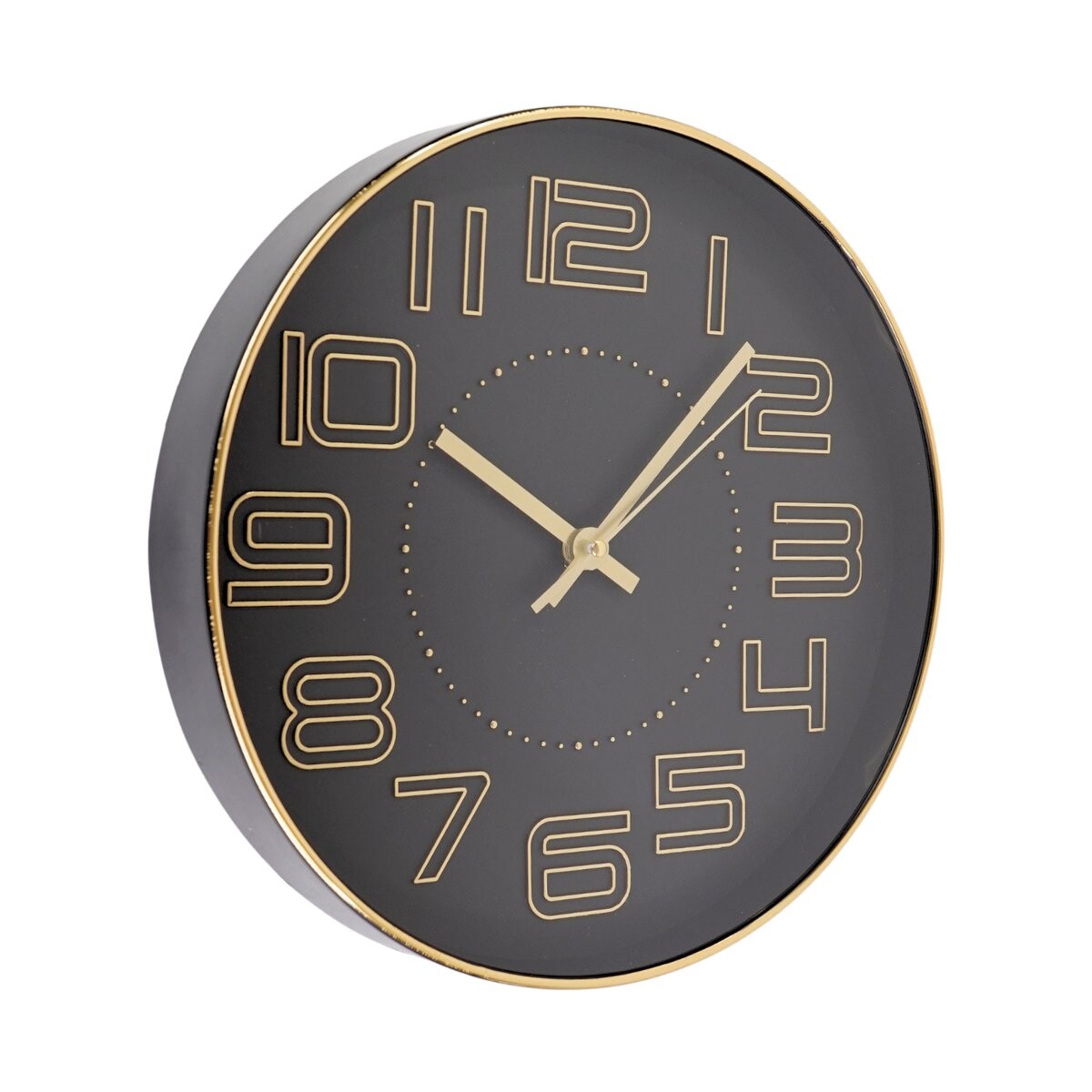 Reloj de pared negro con dorado 