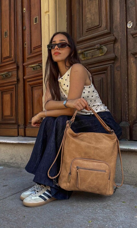 CARTERA MOCHILA VERBENA ALMENDRA