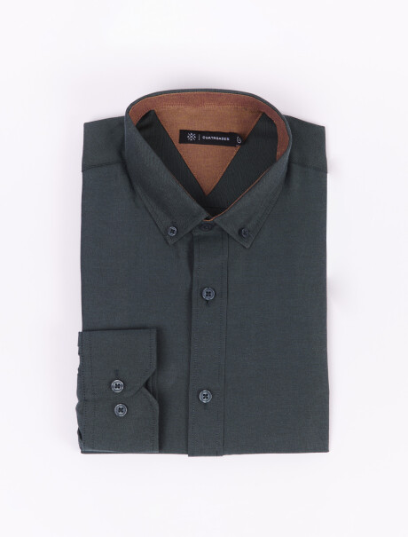 Camisa m/l oxford verde oscuro