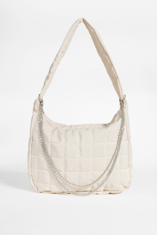 Bolso de tela con cadena crudo