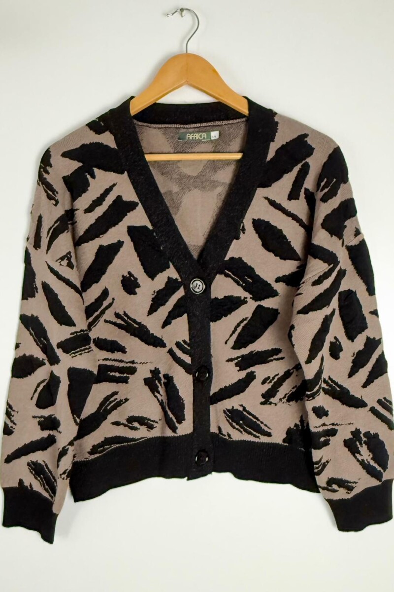 CARDIGAN C/VISCOSA KNOT - HABANO/NEGRO 