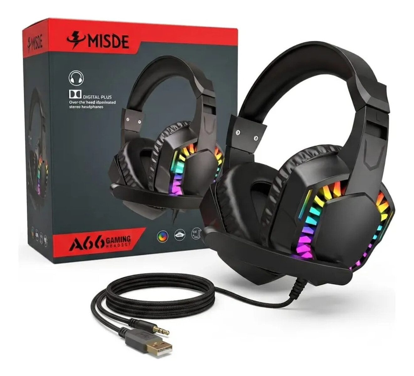 Auricular Gamer Con Iluminación Led Rgb Con Micro 