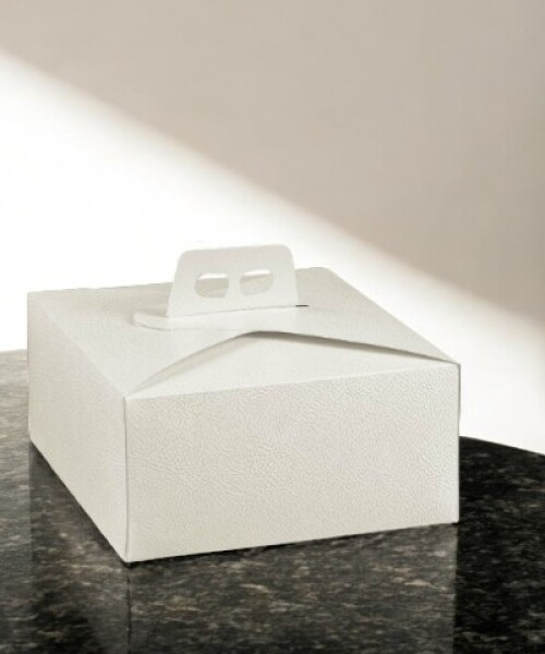 Caja torta 27x27x12 cm. PELLE BIANCO