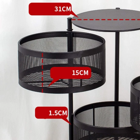 Carrito Organizador Metálico 3 Estantes Con Ruedas 360° Alto 60Cm x Ø 34Cm Carrito Organizador Metálico 3 Estantes Con Ruedas 360° Alto 60Cm x Ø 34Cm