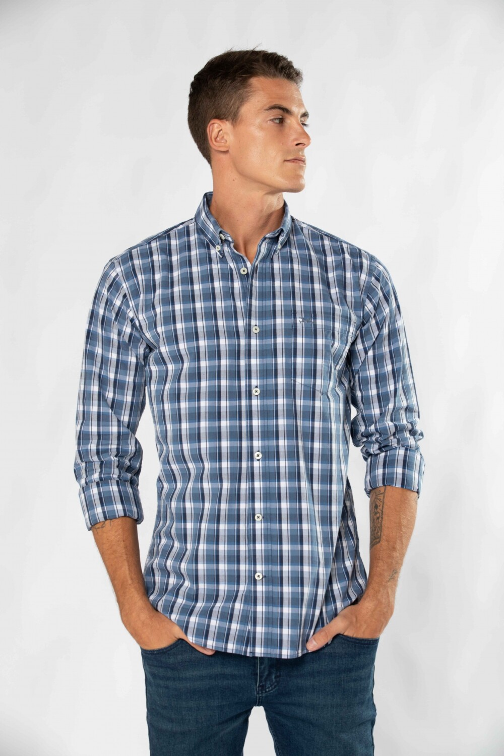 CAMISA A CUADROS Piedra