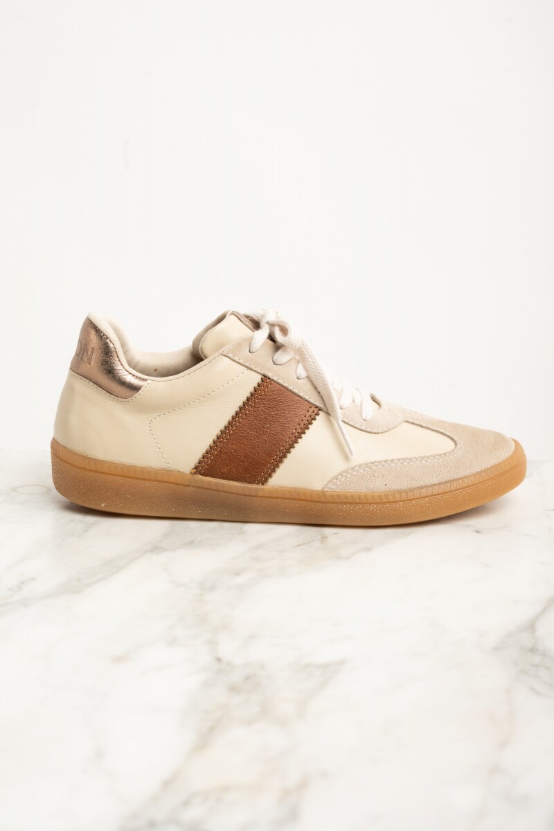 Zapatilla Combinada Cuero Nácar