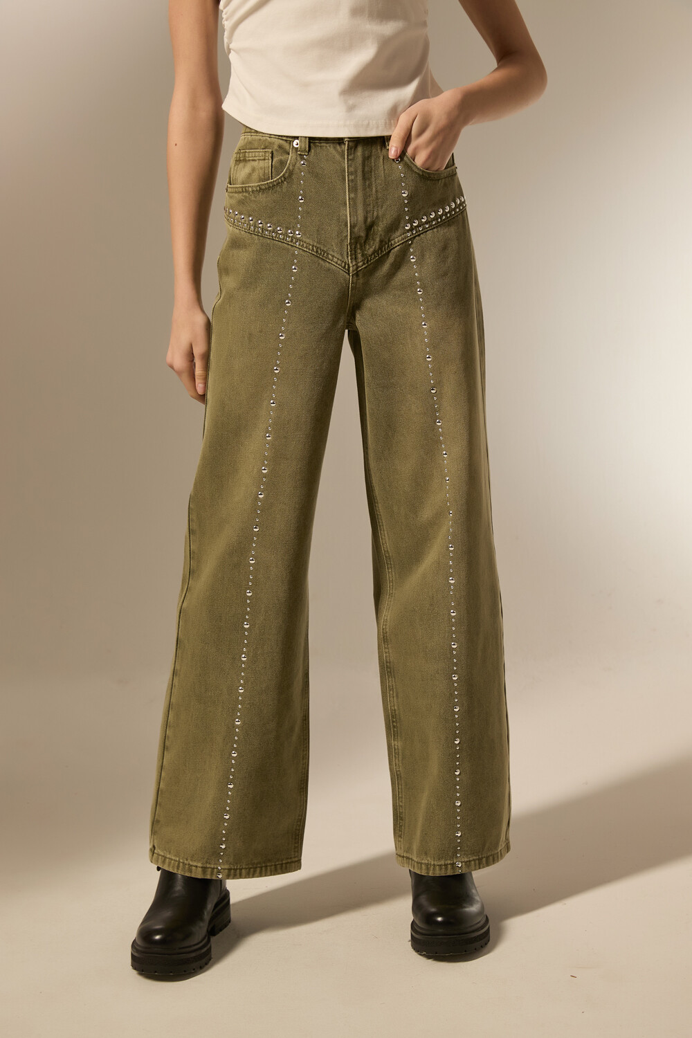 Pantalon Nalina Verde Oliva Oscuro