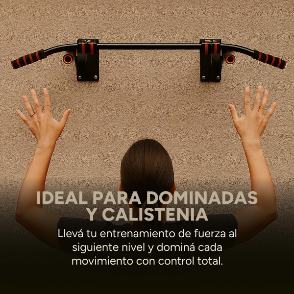 Barra De Dominadas Reforzada Multifunción Pared +Tornillos Color Negro