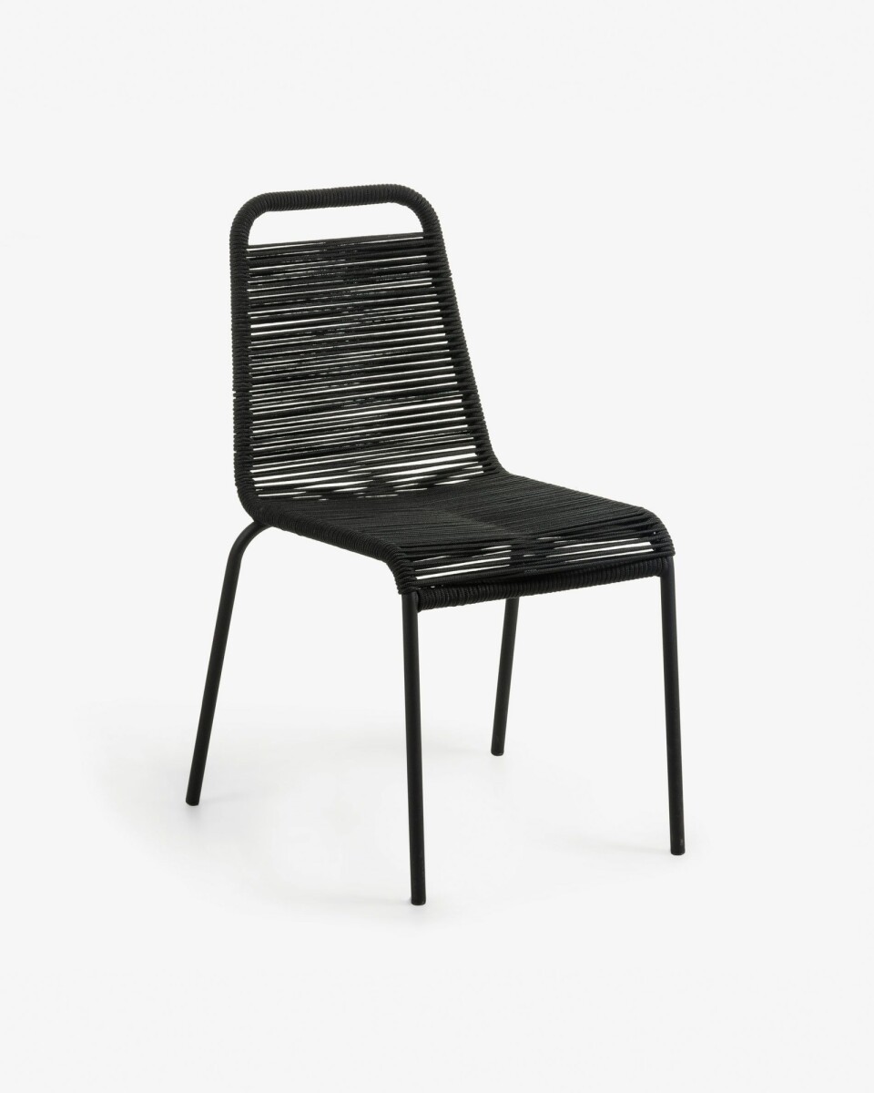 Silla Lambton de cuerda - negra y acero con acabado negro 