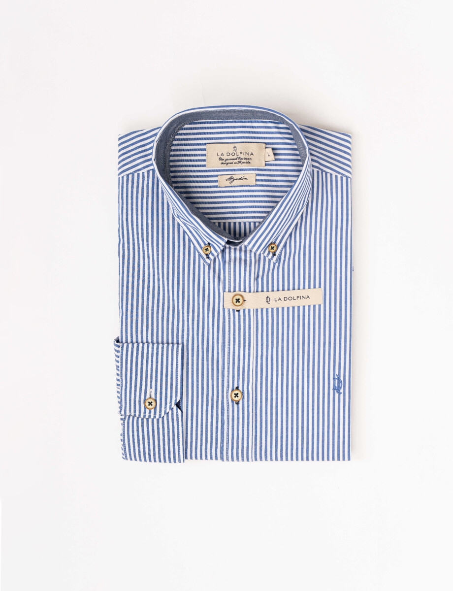 Camisa m/ rayada azul