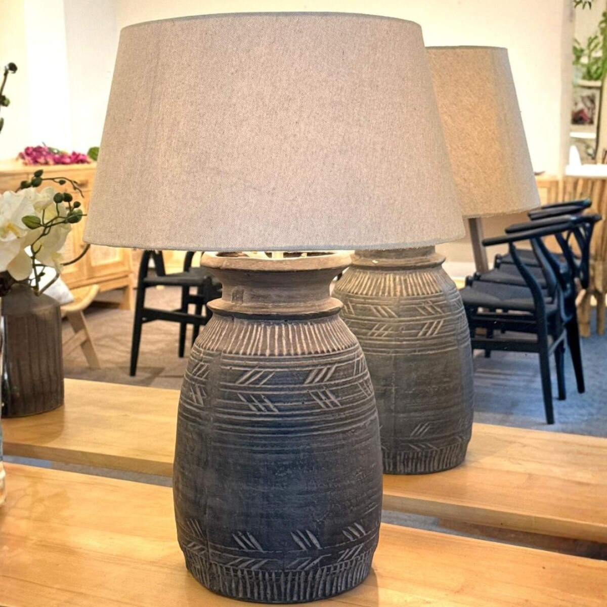 Lámpara jarrón Indio azul 