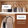 Set 3 perchas antideslizantes terciopelo con 5 divisiones Negro