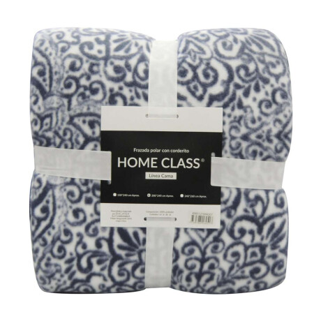 Frazada con Corderito 2 Plaza Home Class 200 x 240 cm Arabesco Azul Marino