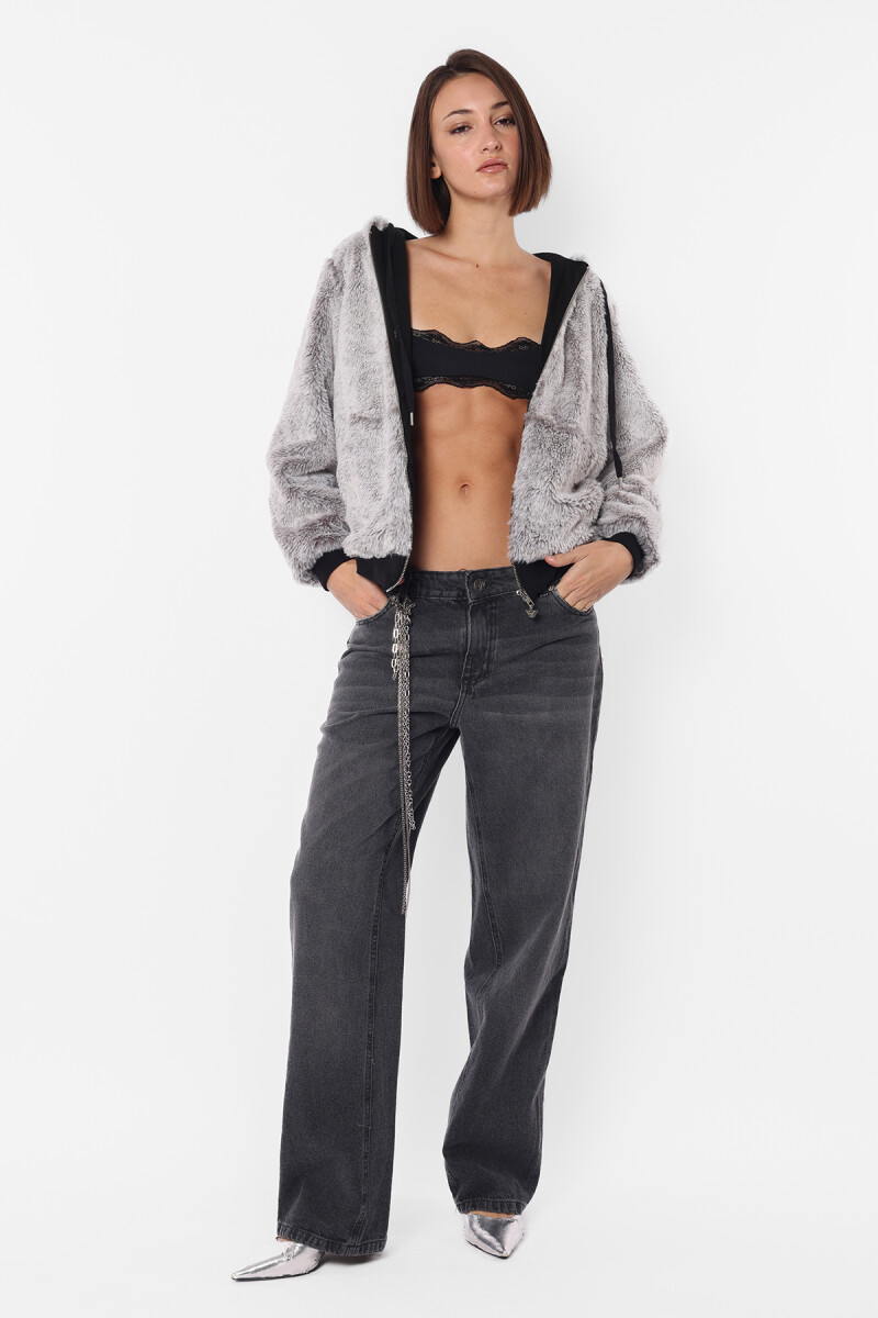 Campera Furry - Gris 