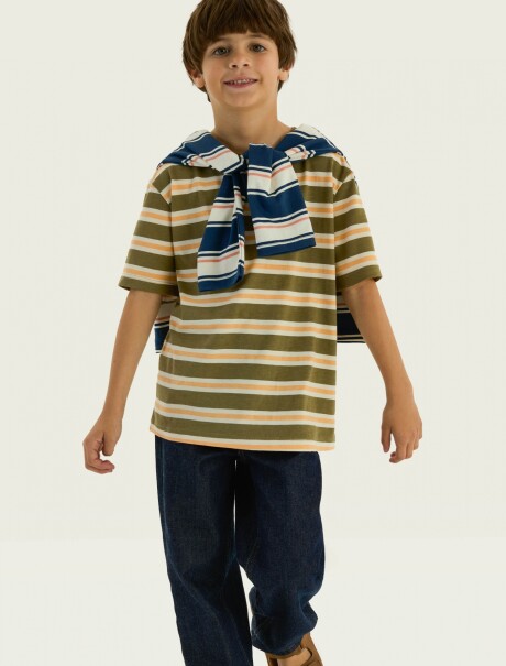 CAMISETA BÁSICA A RAYAS MULTICOLOR