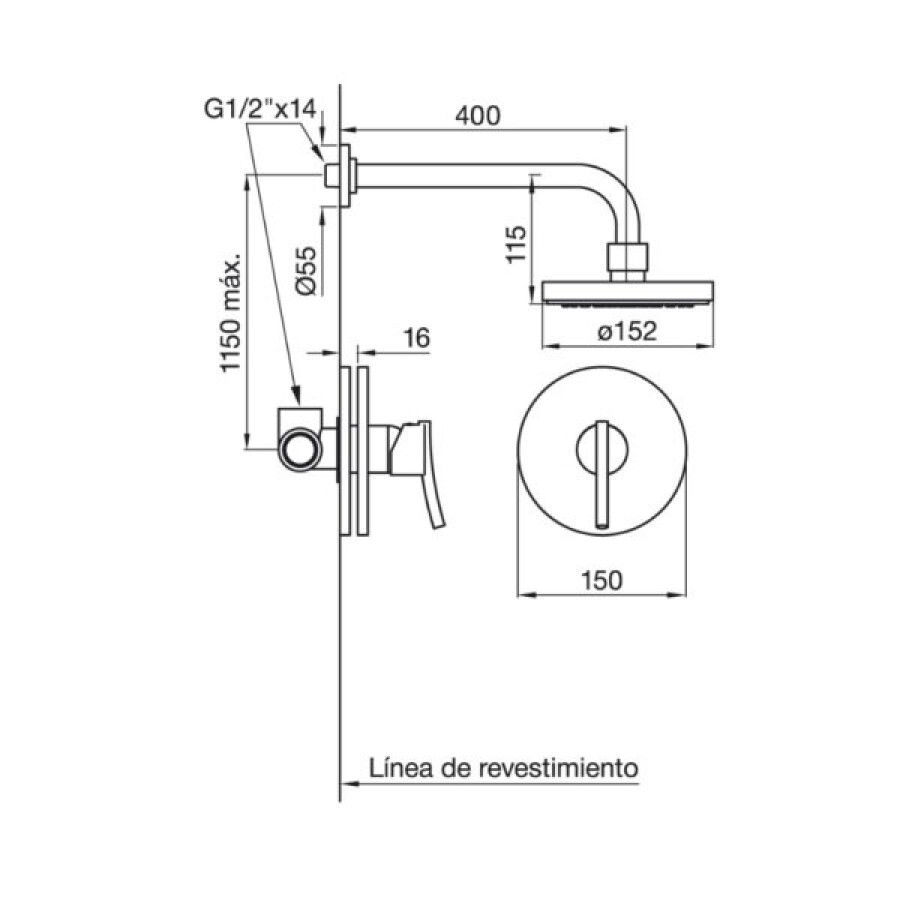 Grifería de Ducha Monocomando Empotrada sin Transferencia Cromado Línea Libby Grifería de Ducha Monocomando Empotrada sin Transferencia Cromado Línea Libby