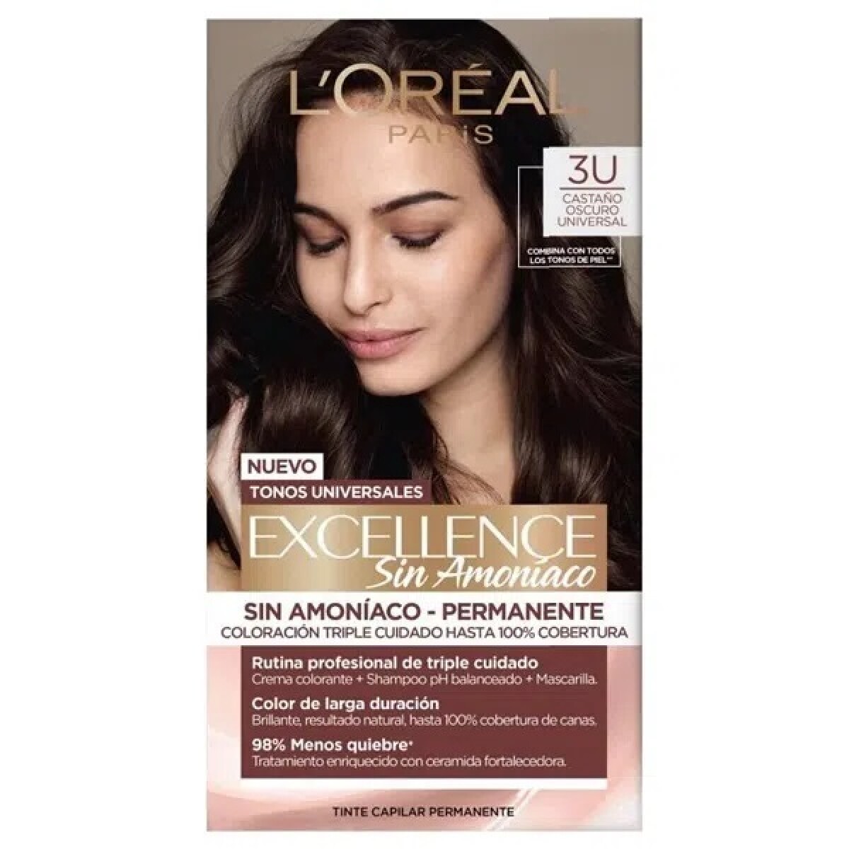 Tinta L'oreal Excellence Nudes 3u Castaño Oscuro 