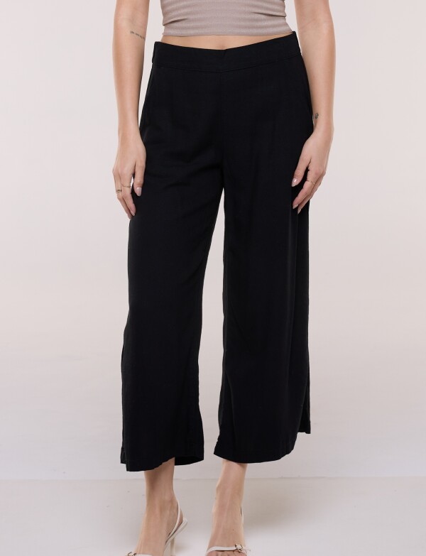 Pantalón Lino Crop NEGRO