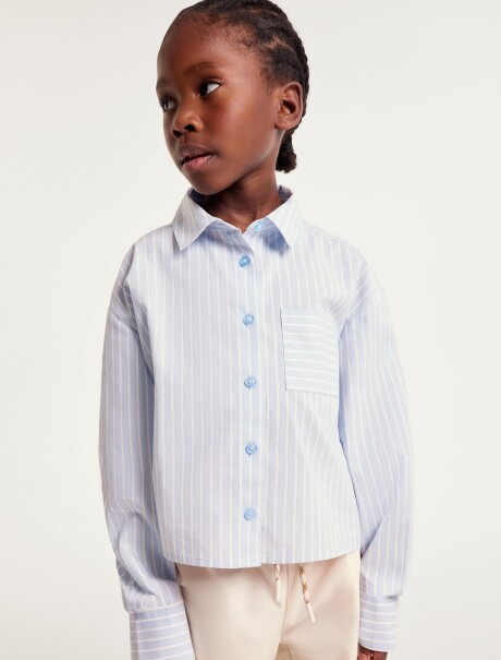 CAMISA HILO TEÑIDO PARA NIÑA CELESTE